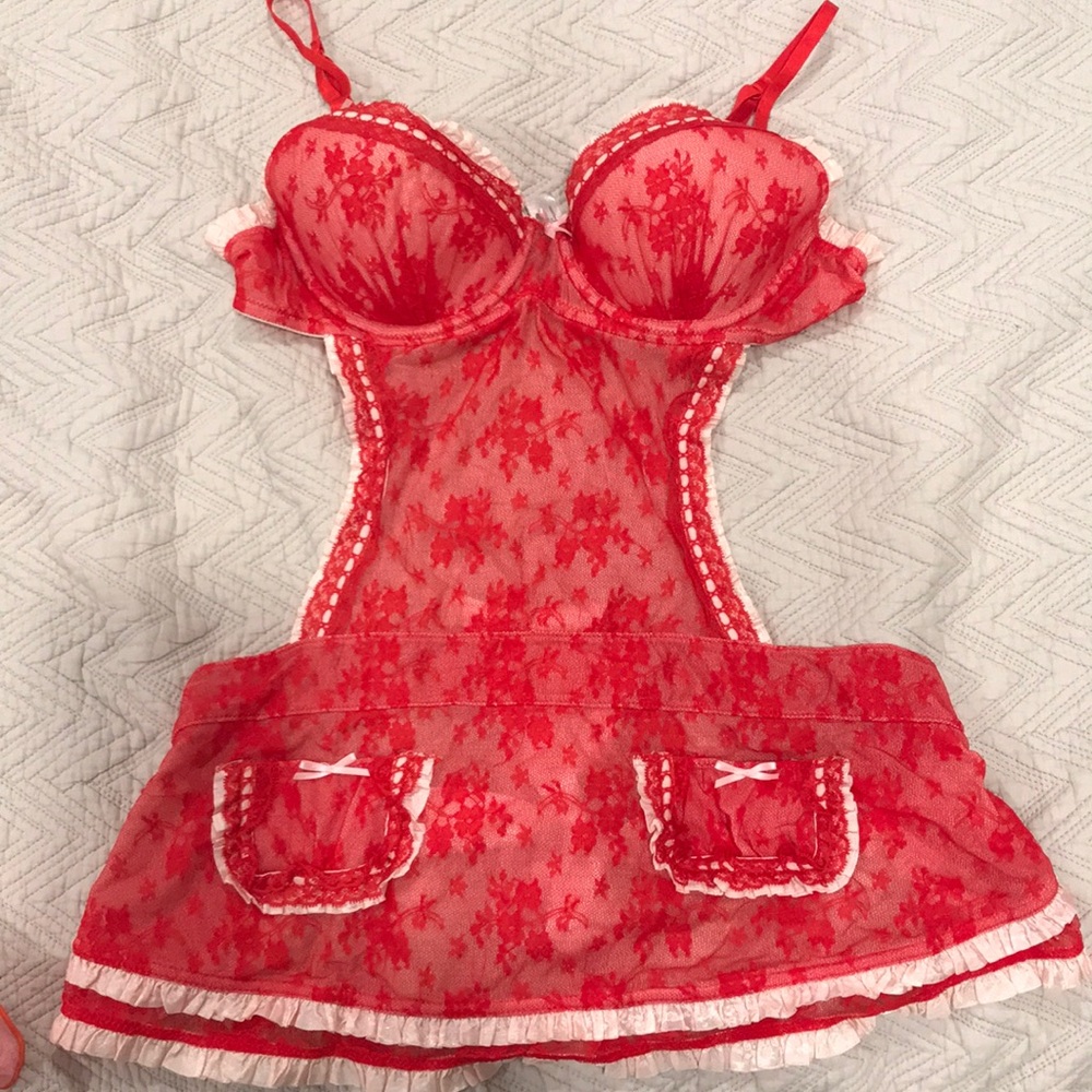 Red apron style lingerie
